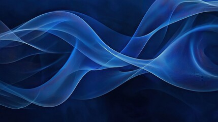 Fototapeta premium Ethereal Blue Waves Flowing Across a Dark Background in Motion
