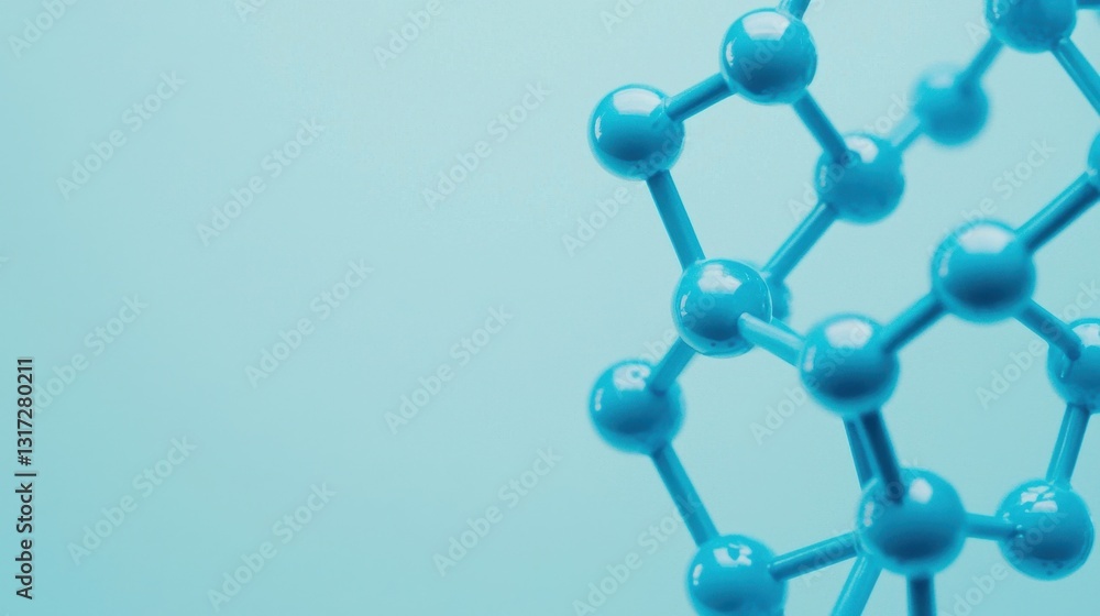 Poster blue molecular structure against soft light background in science