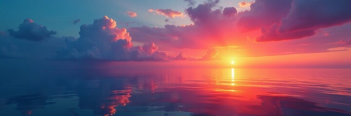 Fototapeta premium Stunning sunrise with vibrant colors reflecting in calm sea waters, beauty, scenic