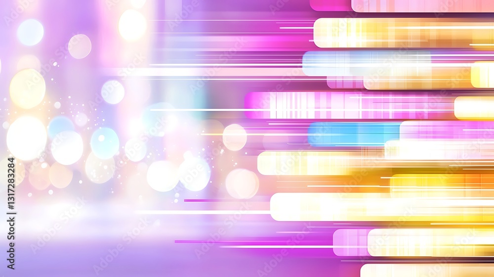 Poster colorful abstract background with light streaks and bokeh effect in blurred design