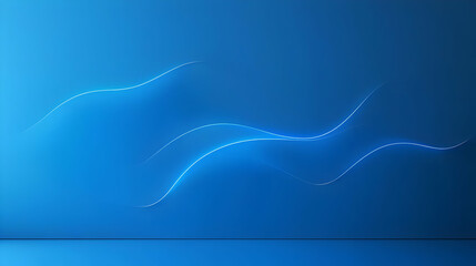 Flowing Light Waves on a Gradient Blue Background Abstract Digital Art with Soft Illumination and Dynamic Curves