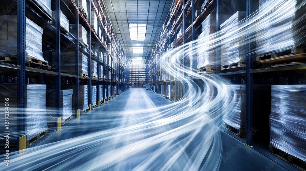 Aufkleber Abstract depiction of warehouse management featuring flowing pattern symbolizing storage systems logistics efficiency