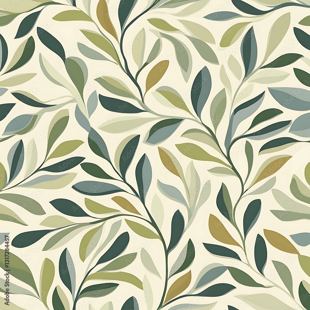 Poster elegant leafy pattern design for backgrounds and textiles in subtle green tones