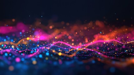 Obraz premium Colorful Abstract Background with Light Particles and Waves Effect