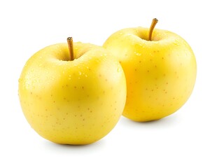 Two Yellow Apples Isolated on a White Background for Fresh Produce