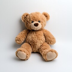 Obraz premium Cute and Soft Brown Teddy Bear Plush Toy with a Friendly Expression on a White Background