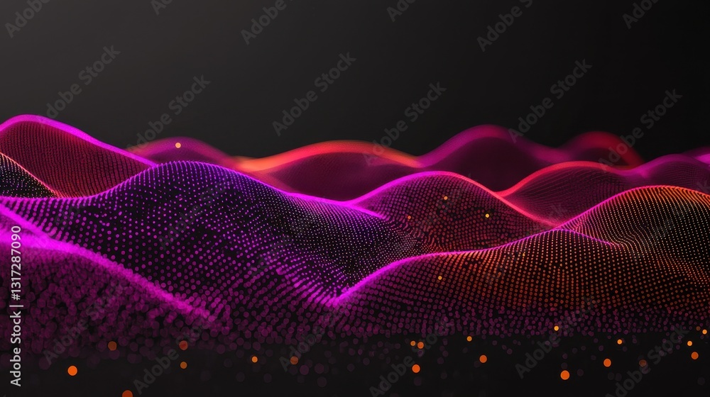 Aufkleber vibrant abstract waves of dots illuminated with colors in dark setting