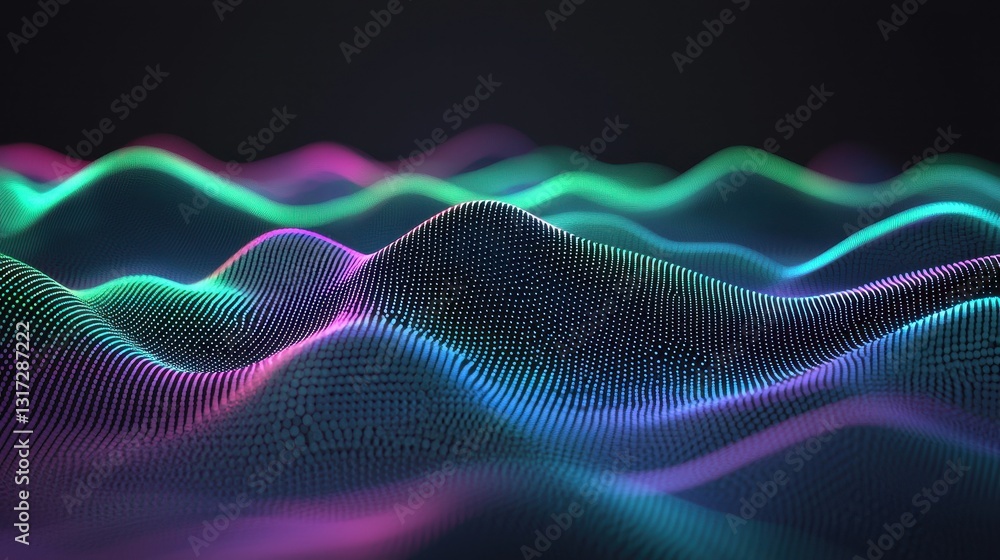 Poster colorful waves of light creating dynamic 3d patterns in space