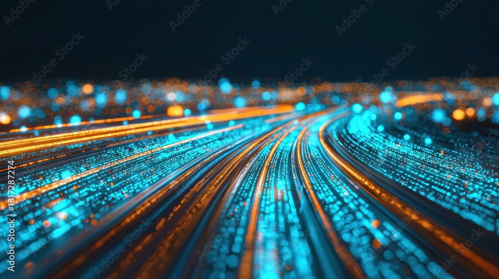 Aufkleber dynamic stream of lights creating a digital pathway in motion