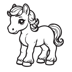 Cute Pony Line Art &ndash; Adorable Cartoon Horse Illustration