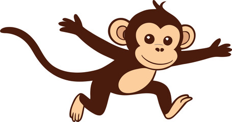 Fototapeta premium A cartoon monkey with smiling face illustration