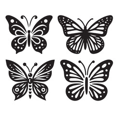 Butterfly Silhouette Set &ndash; Ornamental Monochrome Insect Vector