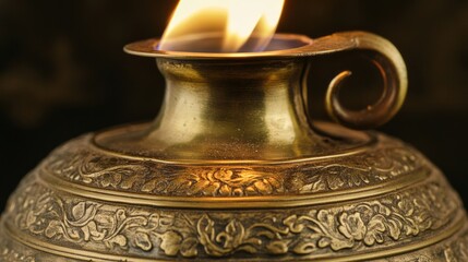 Naklejka premium Household Close-up Brass Moment Details Lamp Flickering