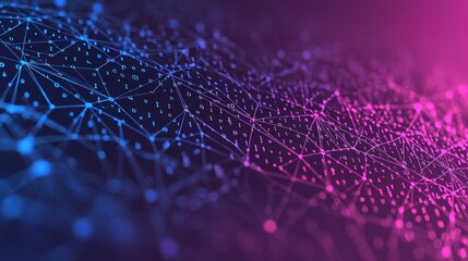 Abstract Digital Network with Binary Code and Colorful Background