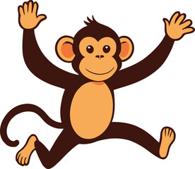 Obraz premium A cartoon monkey with smiling face illustration