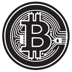 Bitcoin Vector &ndash; Digital Cryptocurrency Symbol with Circuit Board Elements Representing Blockchain Technology and Financial Innovation