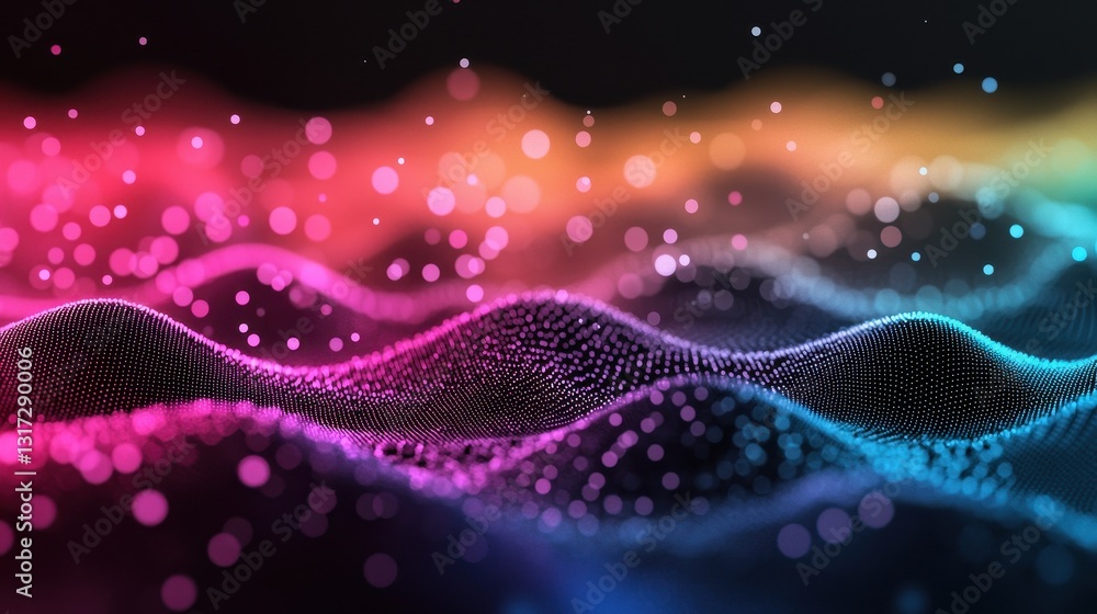 Aufkleber vibrant abstract waves with dots in stunning colorful gradient background