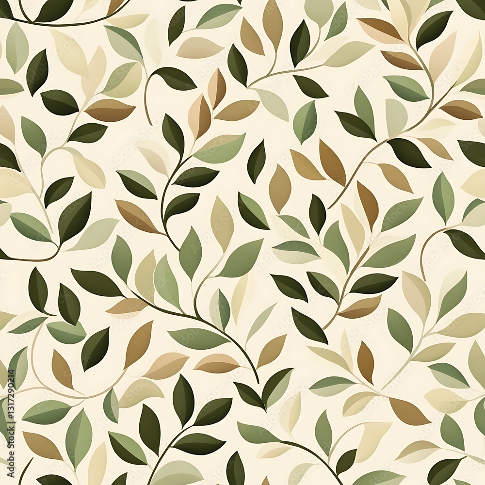 Poster elegant leafy pattern on soft beige background for nature-inspired design projects