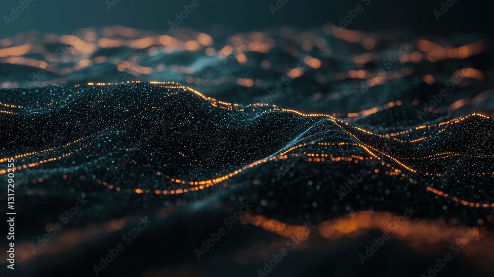 Aufkleber abstract data visualization with glowing patterns and waves