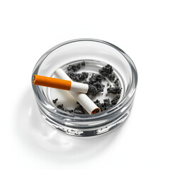 cigarette in ashtray isolated on white