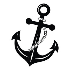 Anchor Vector Icon with Rope – Nautical, Maritime, Sailing Symbol