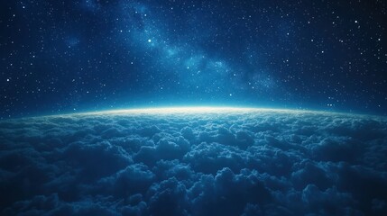 Fototapeta premium Cosmic cloudscape above a planet