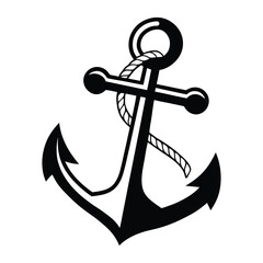 Anchor Vector Icon with Rope – Nautical, Maritime, Sailing Symbol