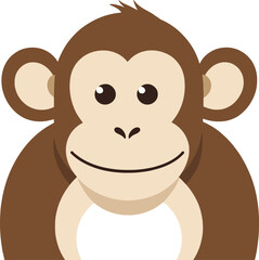 Obraz premium A cartoon monkey with smiling face illustration
