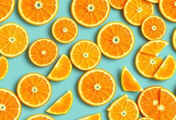 Vibrant seamless pattern of juicy orange slices, perfect for summer designs, graphic, nature