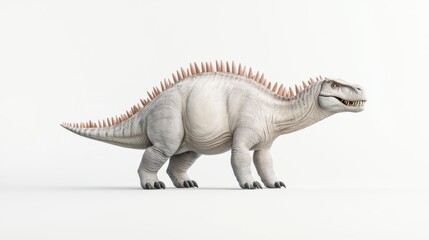 Fototapeta premium Realistic depiction of a prehistoric dinosaur with spiky back and strong build on a plain background