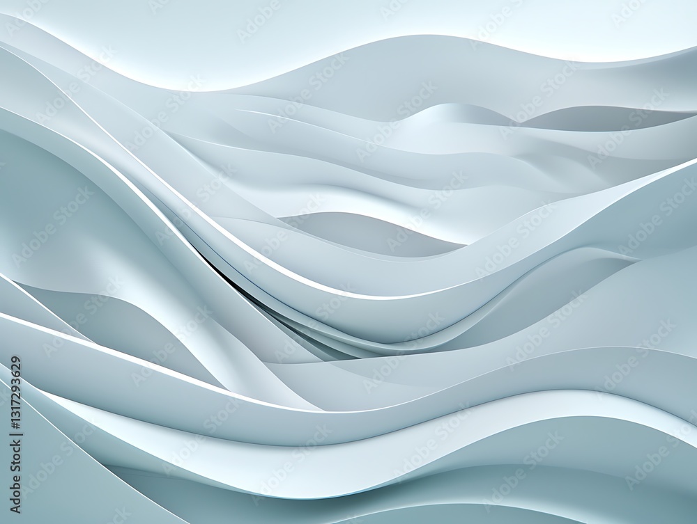 Aufkleber abstract wavy background in soft light blue and white tones with smooth flowing patterns