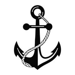 Anchor Vector Icon with Rope – Nautical, Maritime, Sailing Symbol
