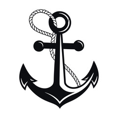 Anchor Vector Icon with Rope – Nautical, Maritime, Sailing Symbol