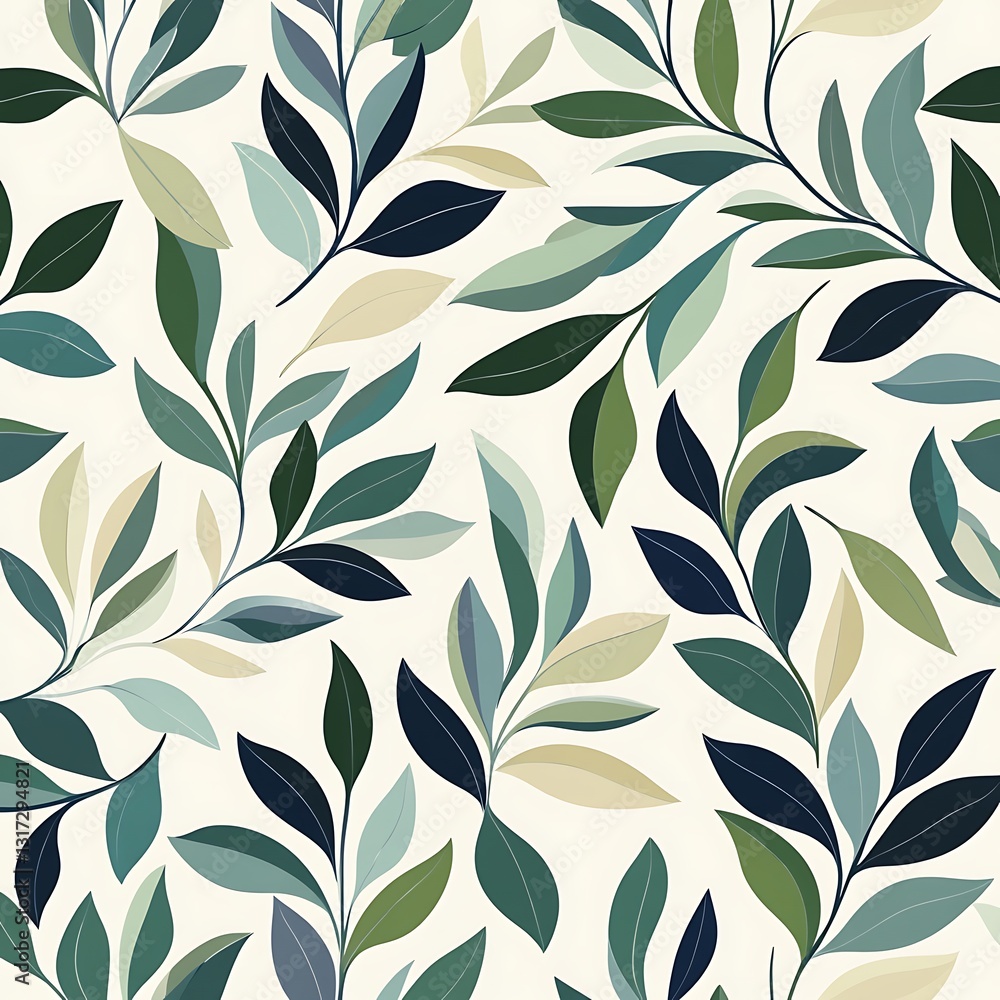 Aufkleber elegant green leaf pattern on soft beige background for decorative use in design projects