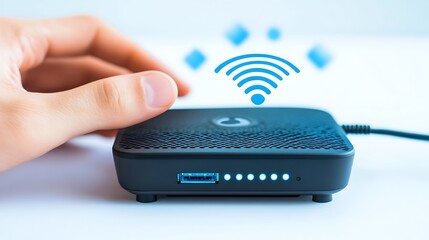 Modern Wireless Device with Signal Icon and USB Ports for Connectivity and Convenience