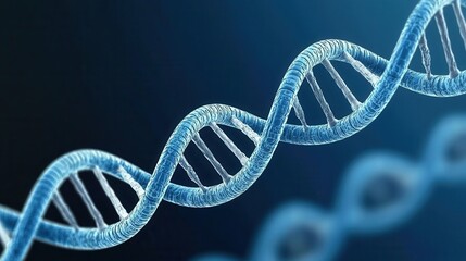Close-Up View of DNA Helix Structure on a Blue Background