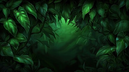 Lush jungle foliage, path opening, misty background, game backdrop