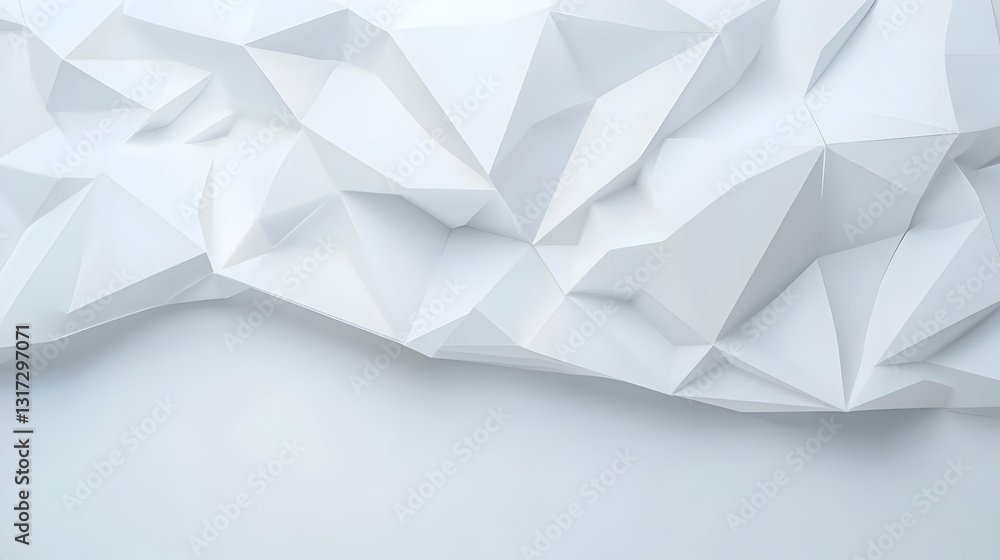 Poster abstract white 3d geometric background with triangular polygonal shapes and a clean minimalist desig