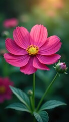 Fototapeta premium Intricate detail of a cosmos flower in a garden, botanical, nature