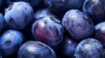 Fototapeta premium Blueberry background. Macro shot of fresh blueberries. Healthy food concept.