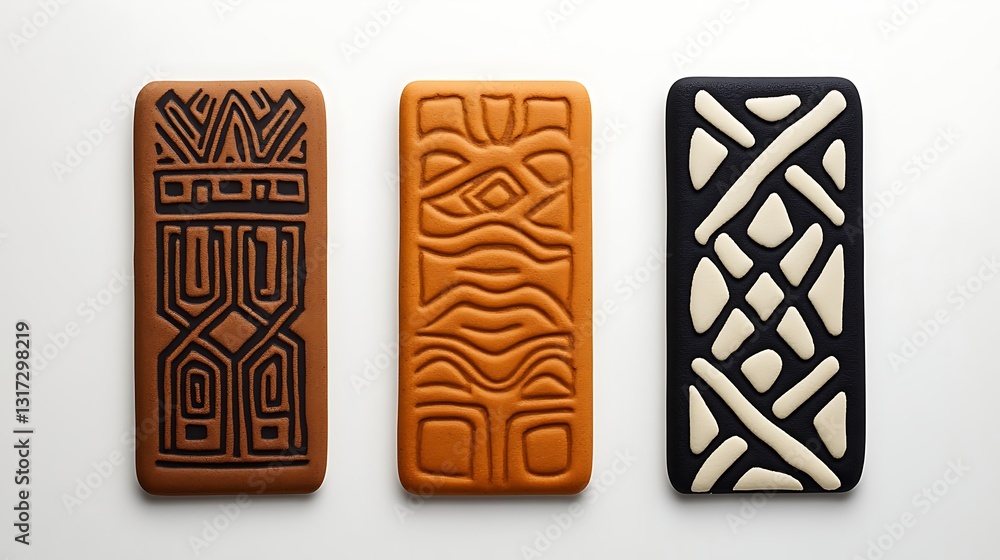 Poster decorative clay tiles with unique patterns and textures for home decor and art projects