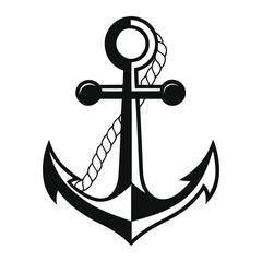 Anchor Vector Icon with Rope – Nautical, Maritime, Sailing Symbol