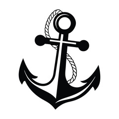 Anchor Vector Icon with Rope – Nautical, Maritime, Sailing Symbol