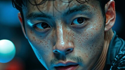 Table Tennis Player Intense Focus - Powered by Adobe