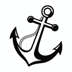 Anchor Vector Icon with Rope – Nautical, Maritime, Sailing Symbol