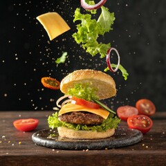 hamburger on the table