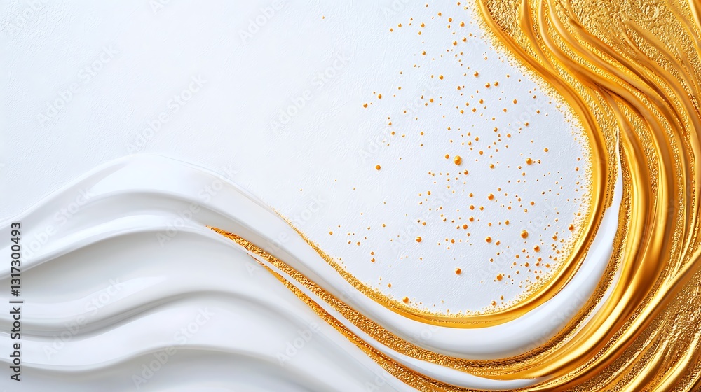 Poster elegant abstract background with waves of white and glossy gold texture in modern design