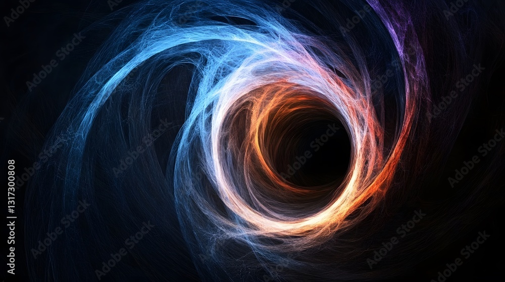 Poster an ethereal abstract space with swirling light trails, creating a mesmerizing and futuristic visual 