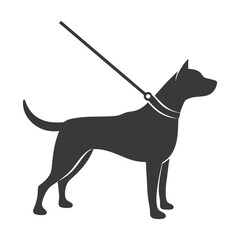 Dog Silhouette with Leash clean and Minimalist Vector.