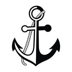 Anchor Vector Icon with Rope – Nautical, Maritime, Sailing Symbol
